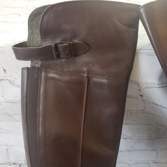 Aldo Tall Riding Boots Brown Leather Zippered Pull On Womens Size 37 US Size 6.5 - Picture 5 of 9